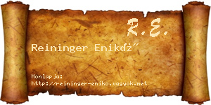 Reininger Enikő névjegykártya